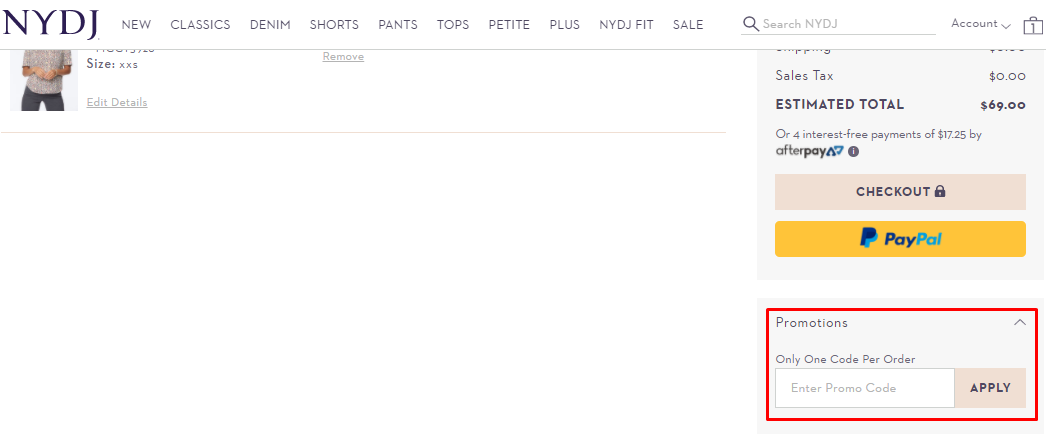How do I use my NYDJ promotion code?