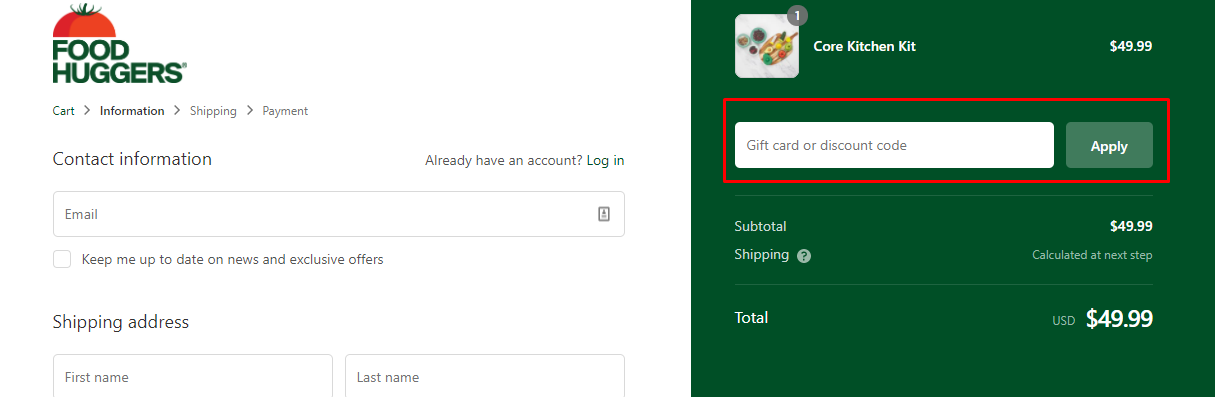 How do I use my Food Huggers discount code?