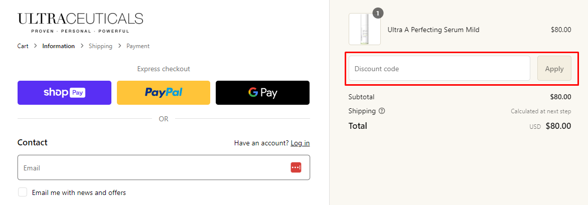 How do I use my Ultraceuticals discount code?