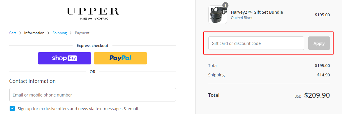 How do I use my UPPER Bags discount code?