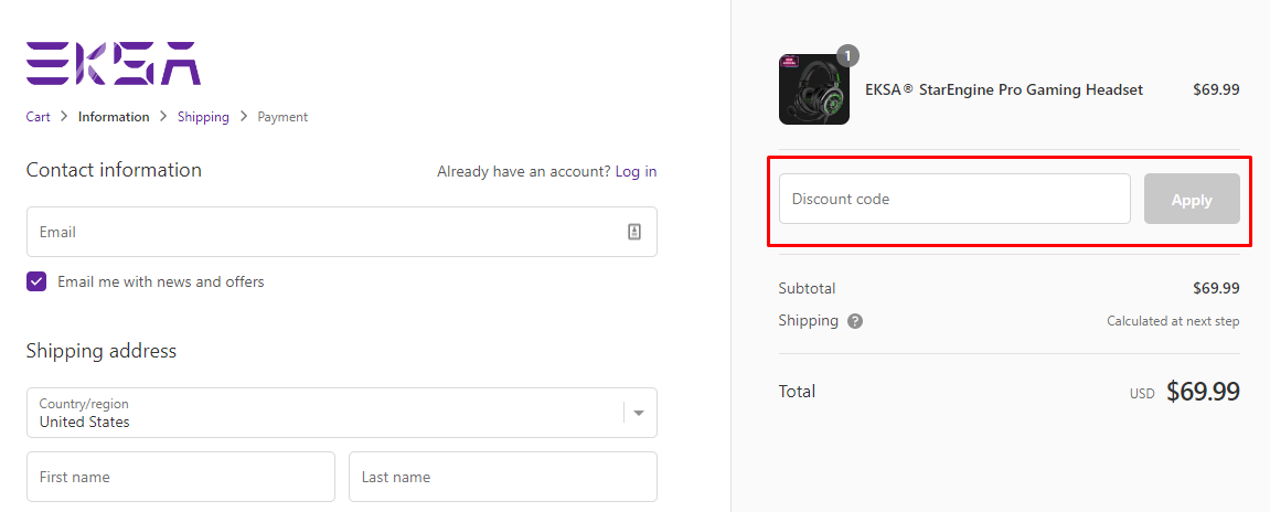 How do I use my EKSA discount code?