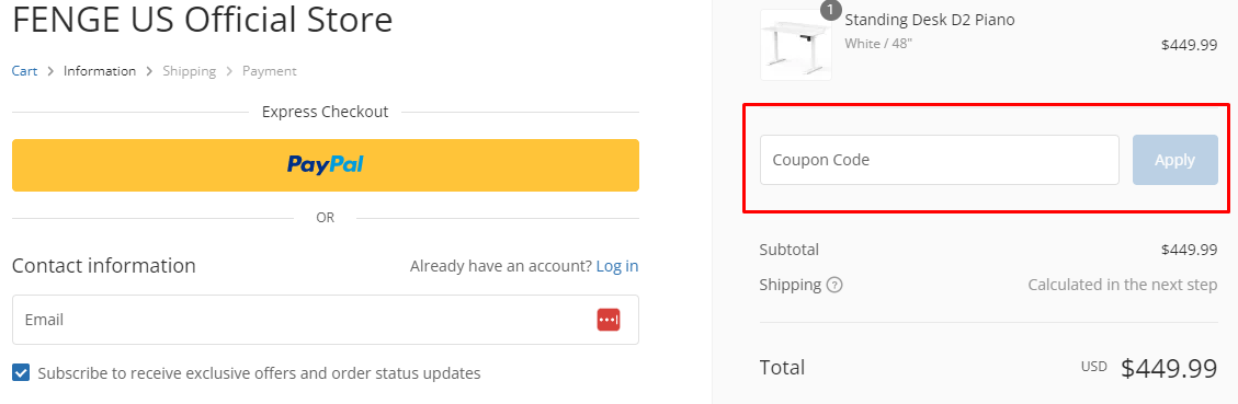 How do I use my FENGE coupon code?