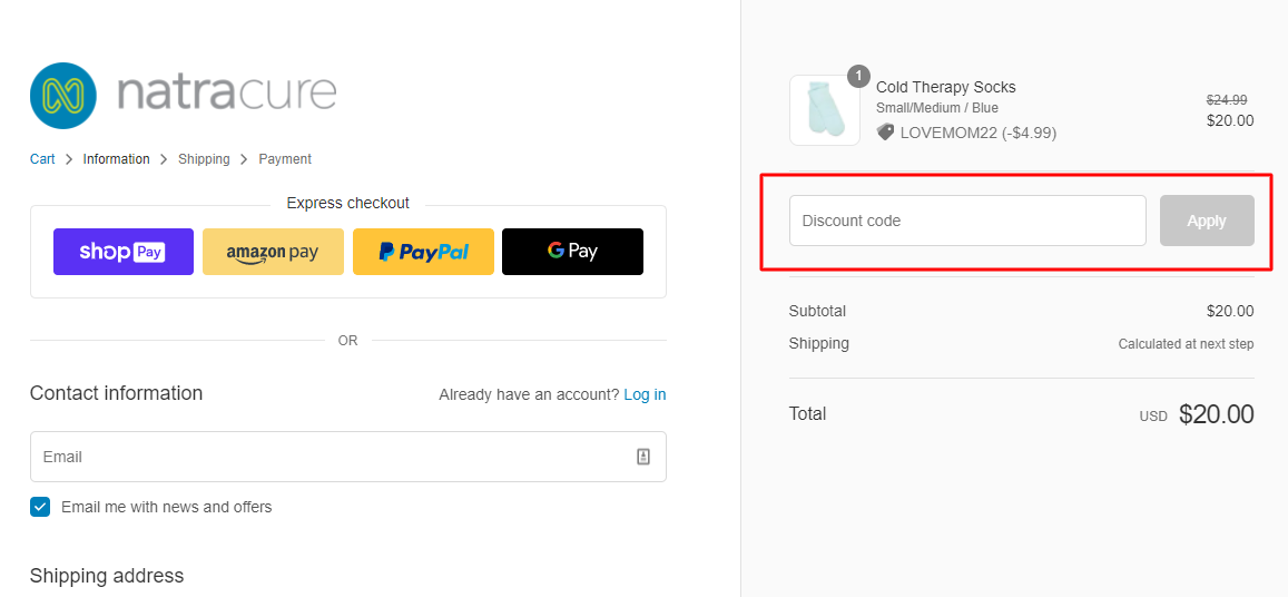 How do I use my natracure discount code?