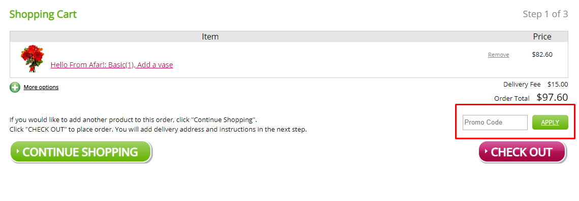 How do I use my Cyber-Florist promo code?