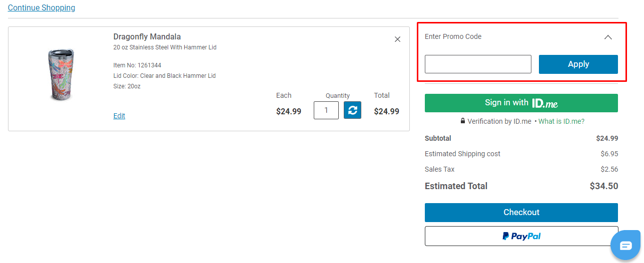 How do I use my Tervis coupon code?