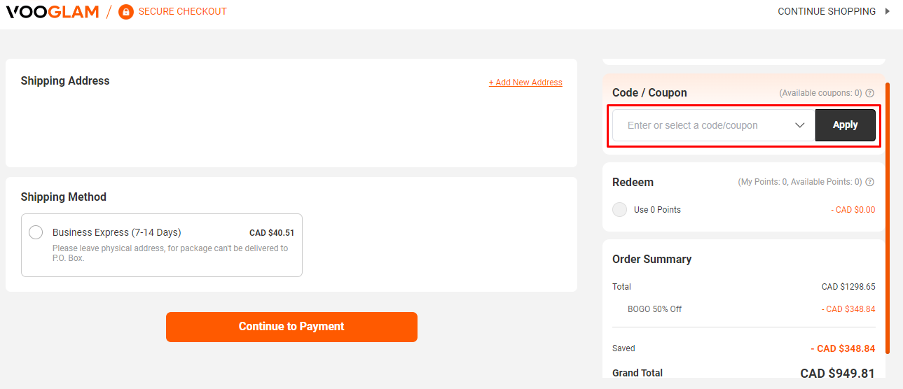 How do I use my Vooglam coupon code?