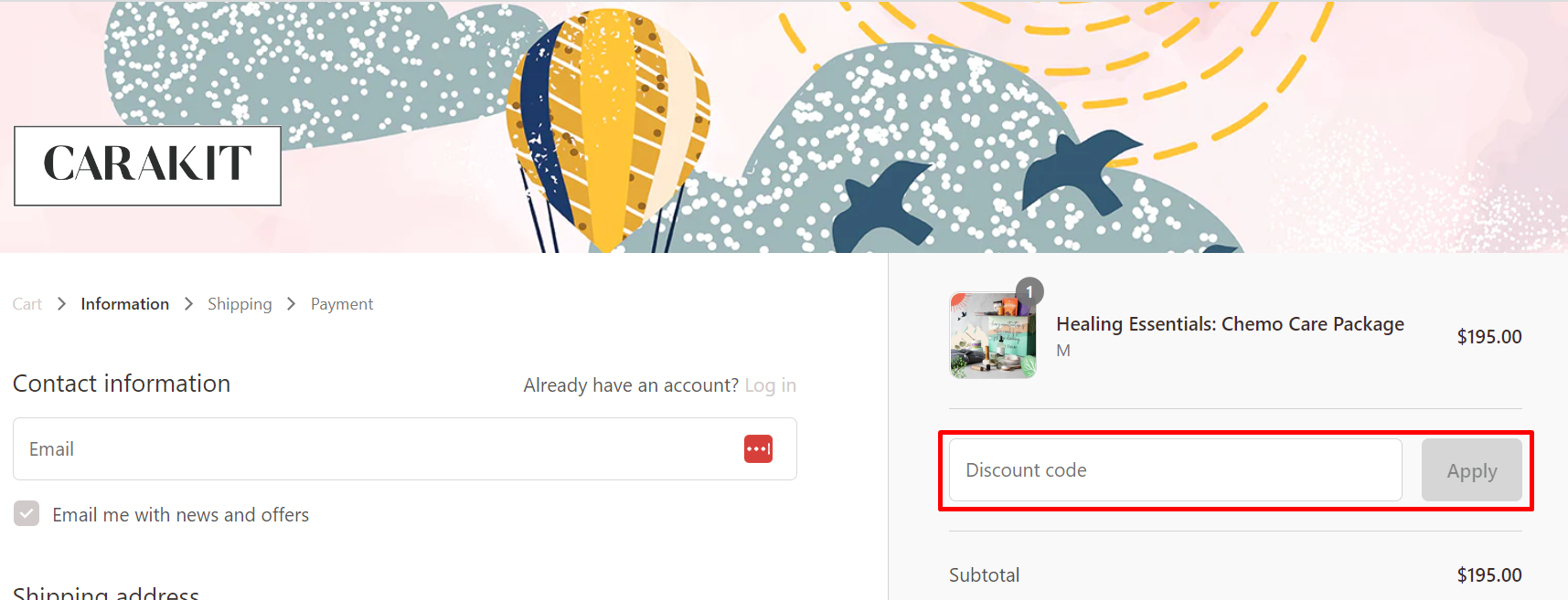 How do I use my CaraKit discount code?