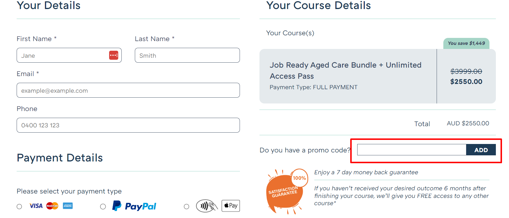 How do I use my Online Courses Australia promo code?