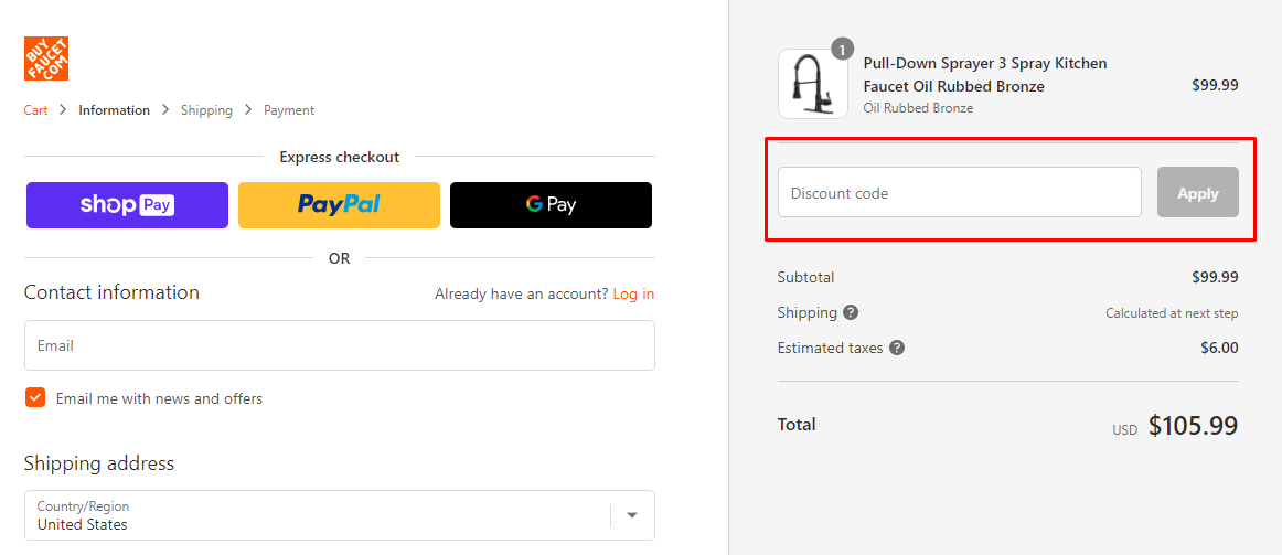 How do I use my Aquafaucet discount code?