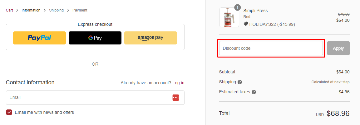How do I use my Simpli Press discount code?