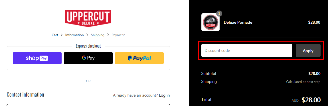 How do I use my Uppercut Deluxe discount code?