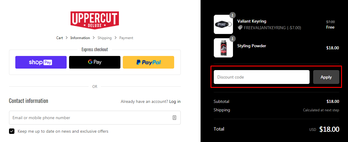 How do I use my Uppercut Deluxe discount code?