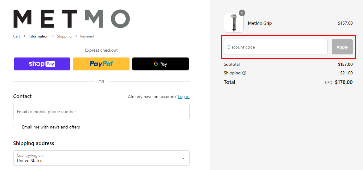 How do I use my MetMo discount code?