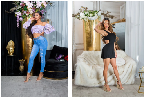 Zwei posierende Frauen mit Outfits von AGFashion in schicken Räumen