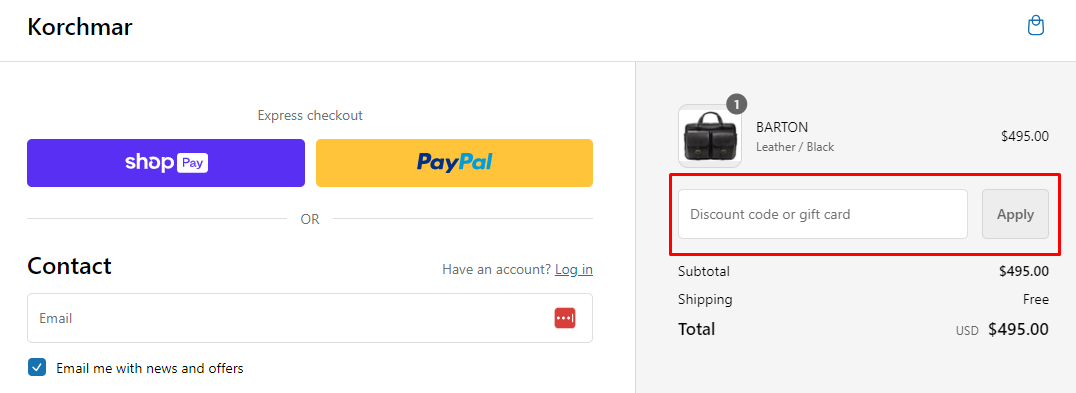 How do I use my Korchmar discount code?