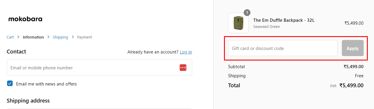 How do I use my Mokobara discount code?