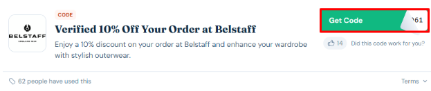 A box will revealed a Belstaff voucher code