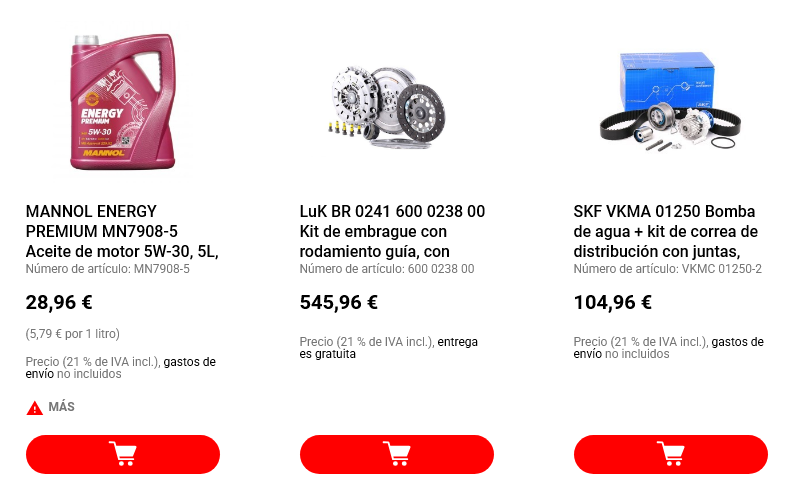 imagen de productos en la tienda online de la marca