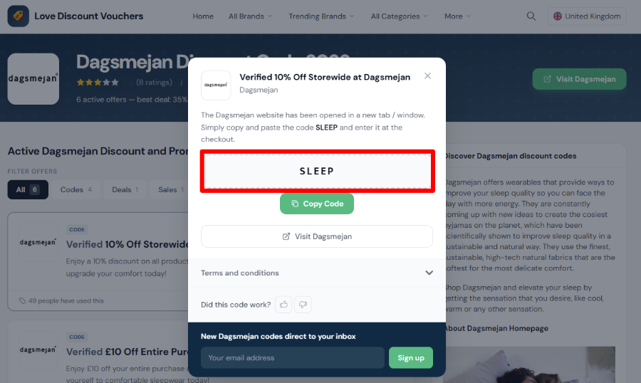 Copy your code to start shopping for sleepwear