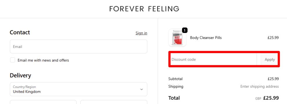 Paste your discount code in the red box to get a discount