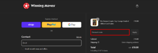 The Winning Moves checkout page
