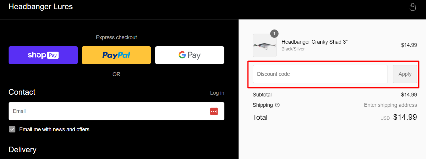 How do I use my Headbanger Lures discount code?