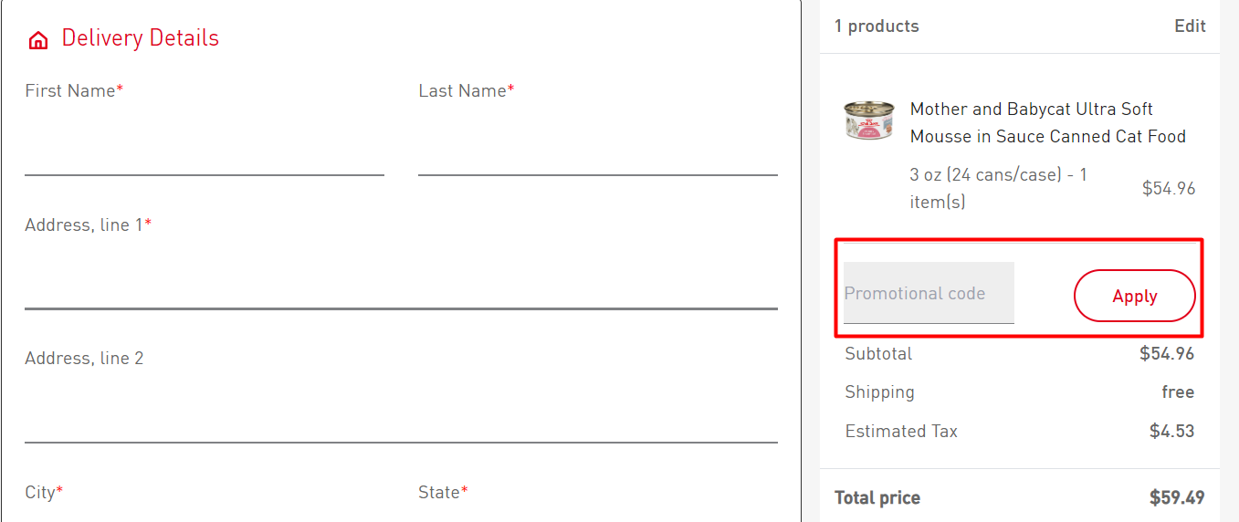 How do I use my Royal Canin promo code?