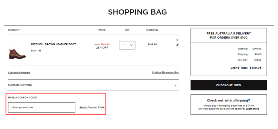 Box displayed on a darkened background of a Windsor Smith coupon code with the terms and conditions showing
