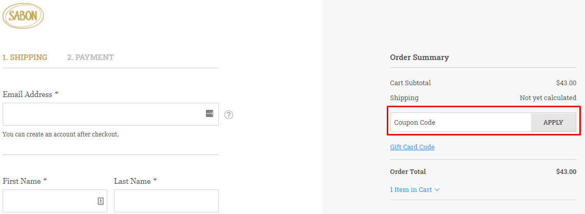 How do I use my Sabon coupon code?