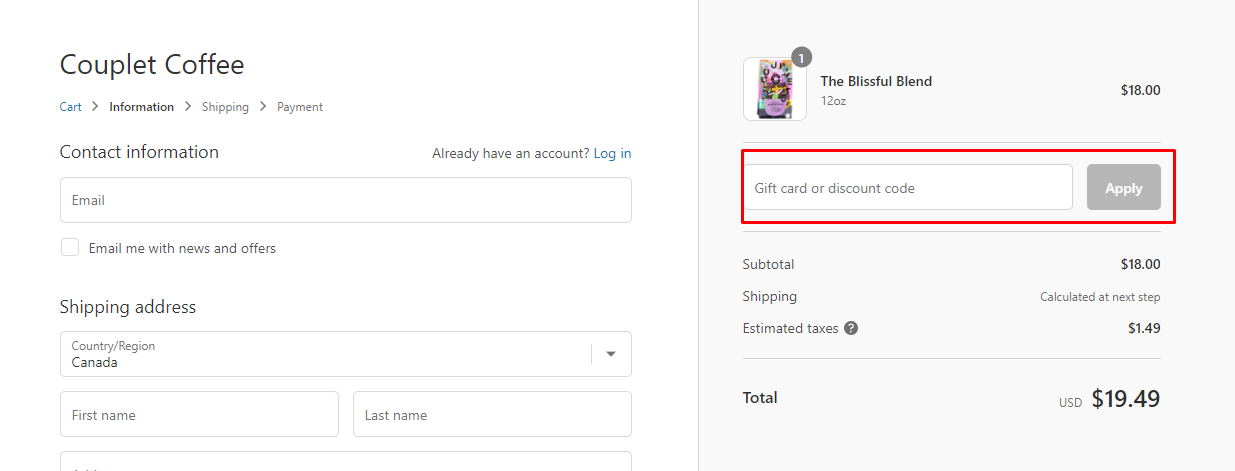 How do I use my Couplet Coffee discount code?