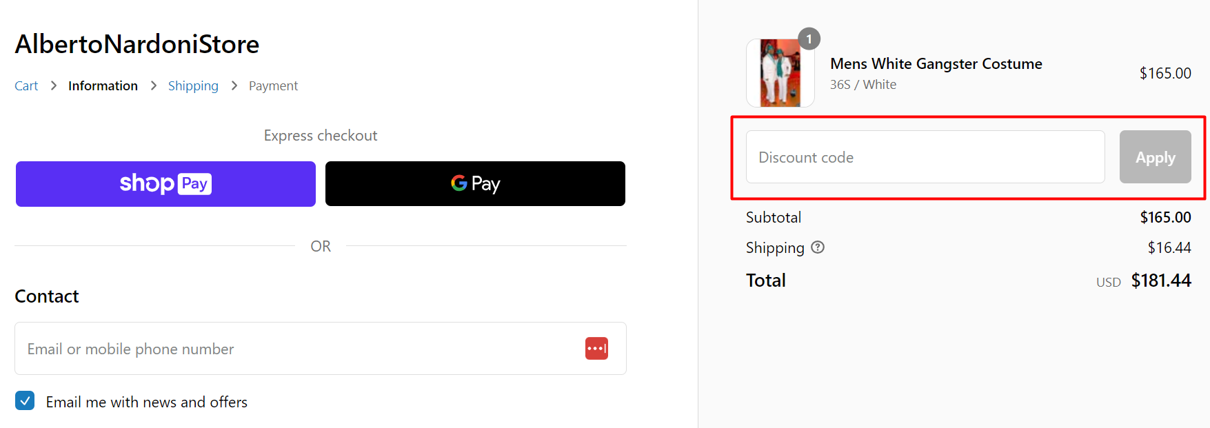 How do I use my Alberto Nardoni discount code?
