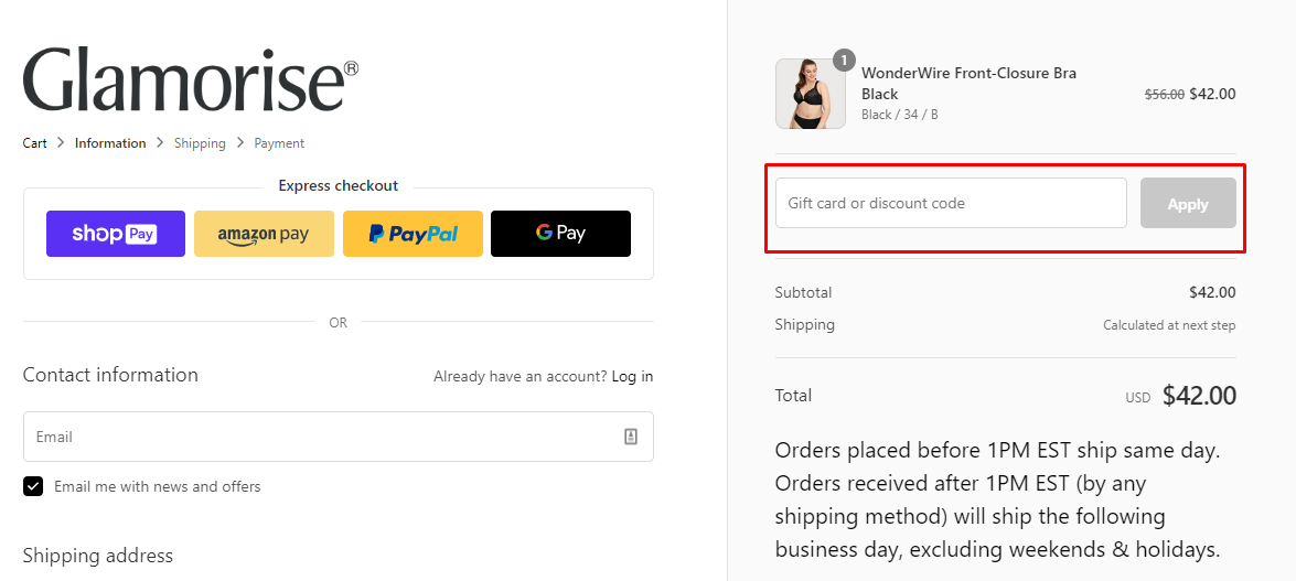 How do I use my Glamorise discount code?