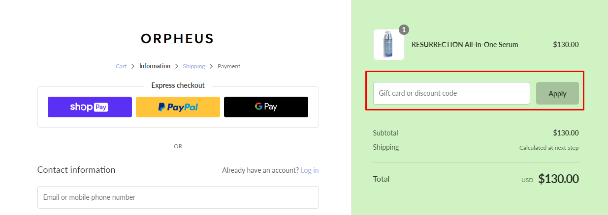 How do I use my ORPHEUS discount code?