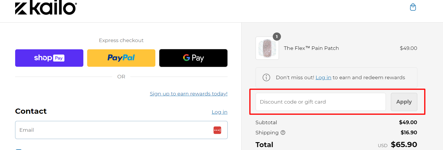 How do I use my Kailo discount code?