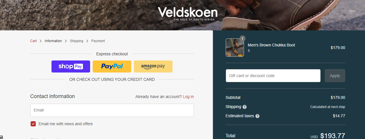 How do I use my Veldskoen Shoes discount code?