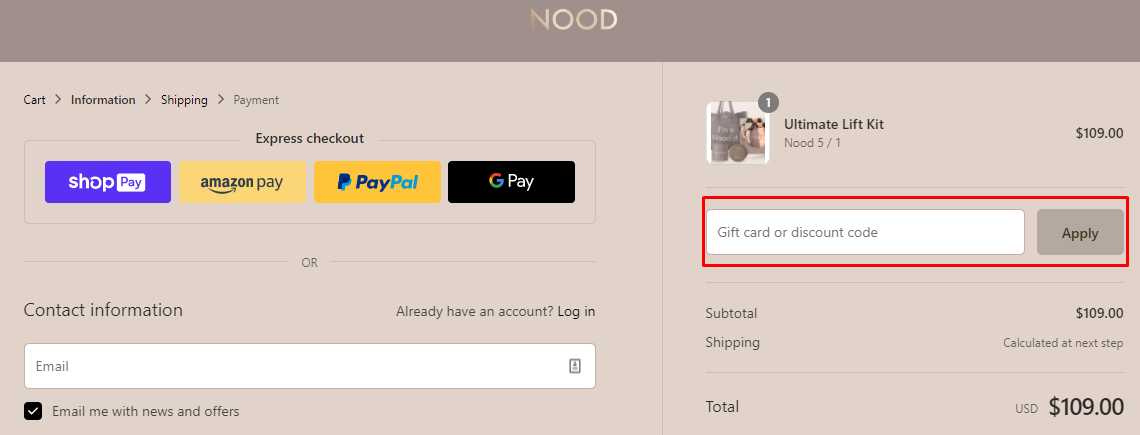 How do I use my NOOD discount code?