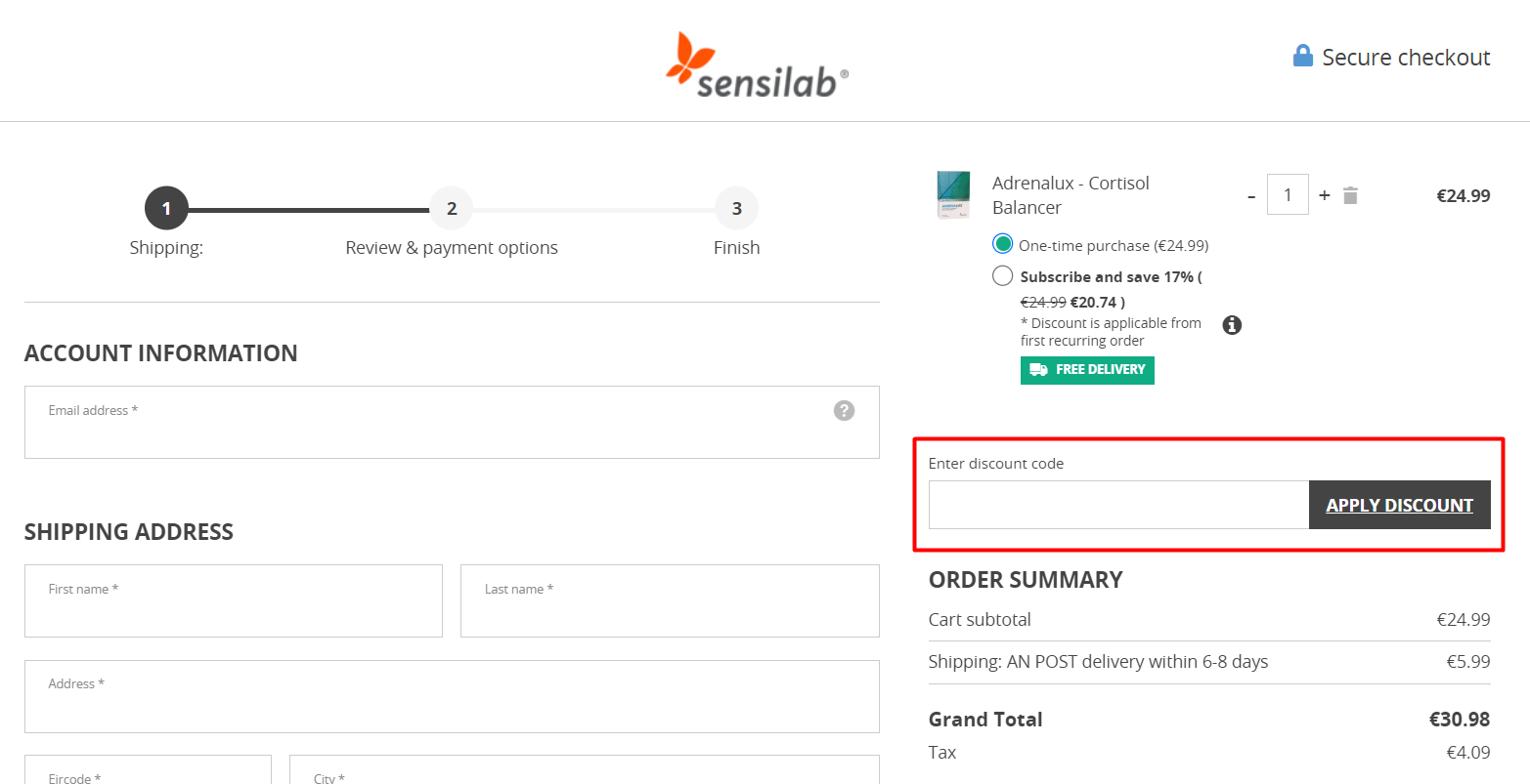 How do I use my Sensilab coupon code?