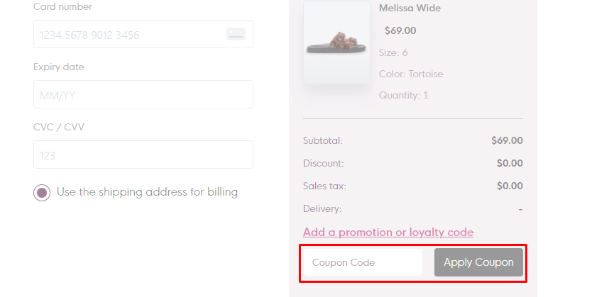 How do I use my Melissa discount code?