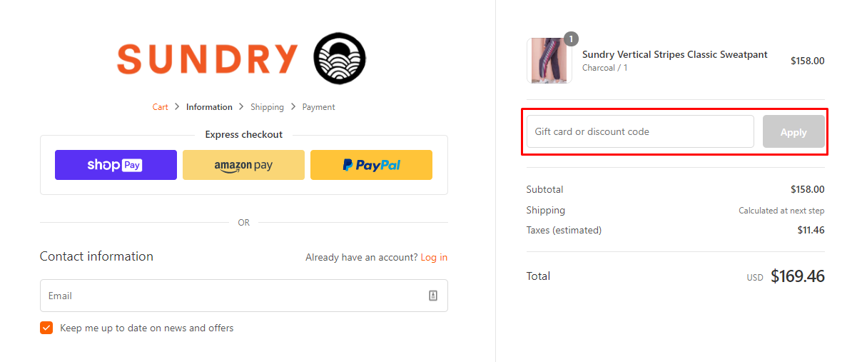 How do I use my Sundryclothing coupon code?