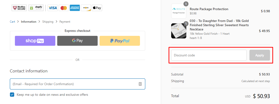 How do I use my Unique Gifts Store discount code?