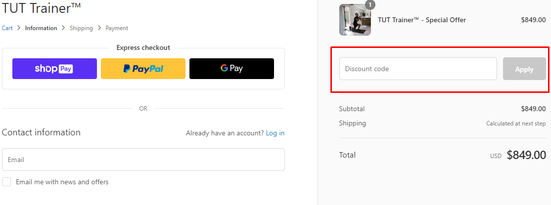 How do I use my TUT Trainer discount code?