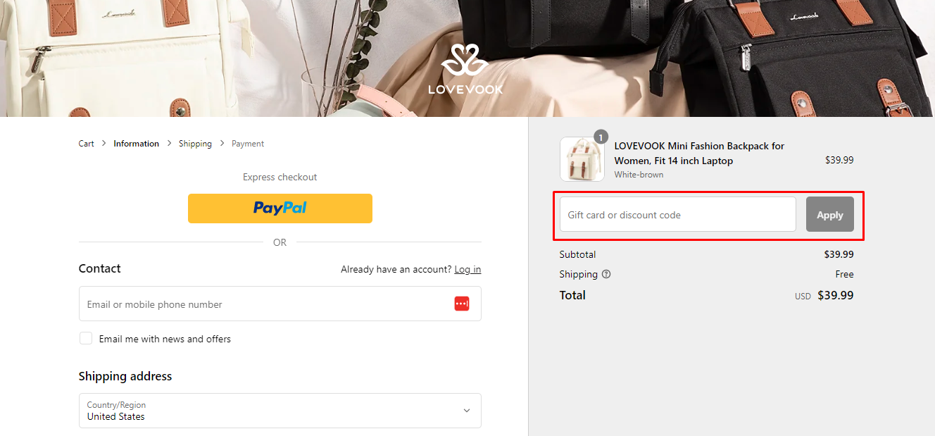How do I use my Lovevook discount code?