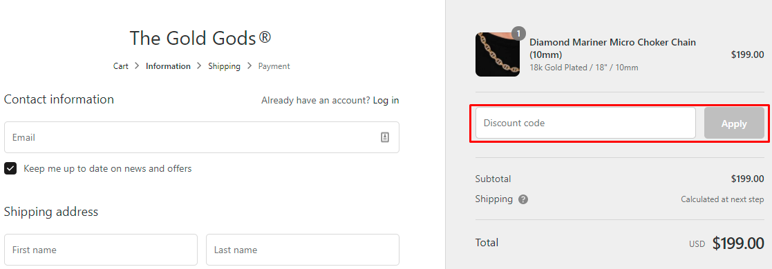 How do I use my The Gold Gods discount code?