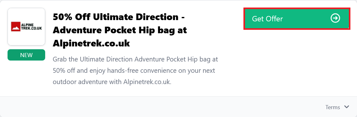 image showing where you should click to gain access to a Alpinetrek.co.uk discount
