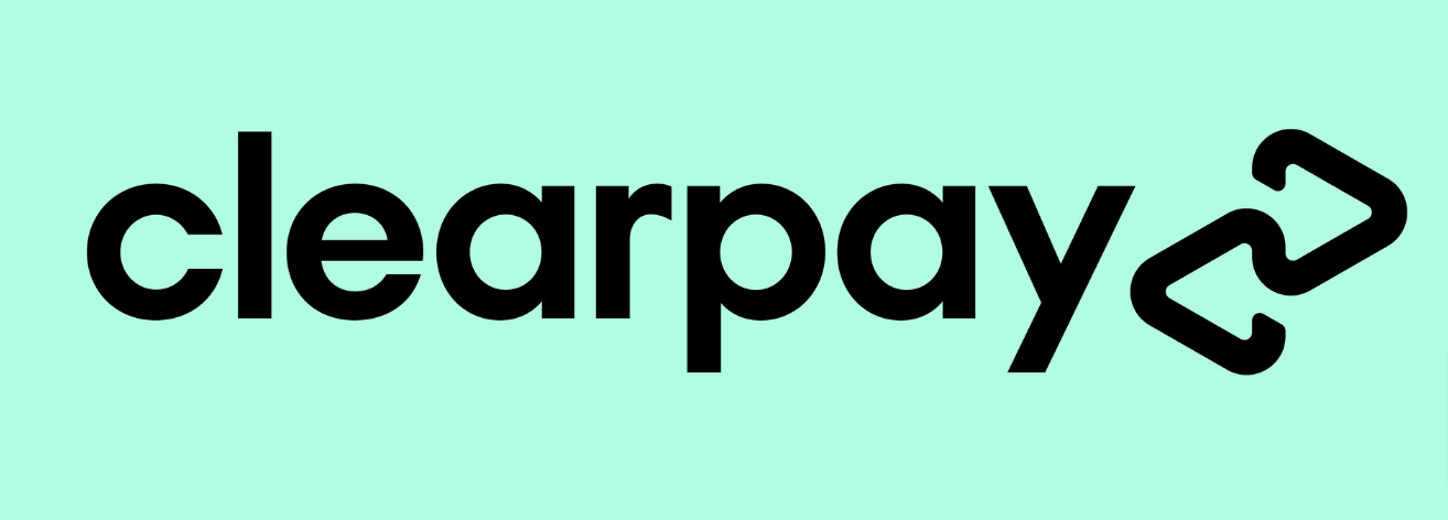 he buy now, pay later payment option Clearpay logo with the brand name written in black bold prints.