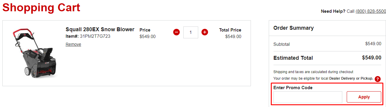 How do I use my Troy-Bilt promo code?