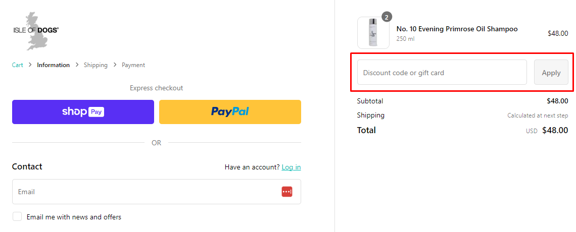 How do I use my Isle of Dogs discount code?