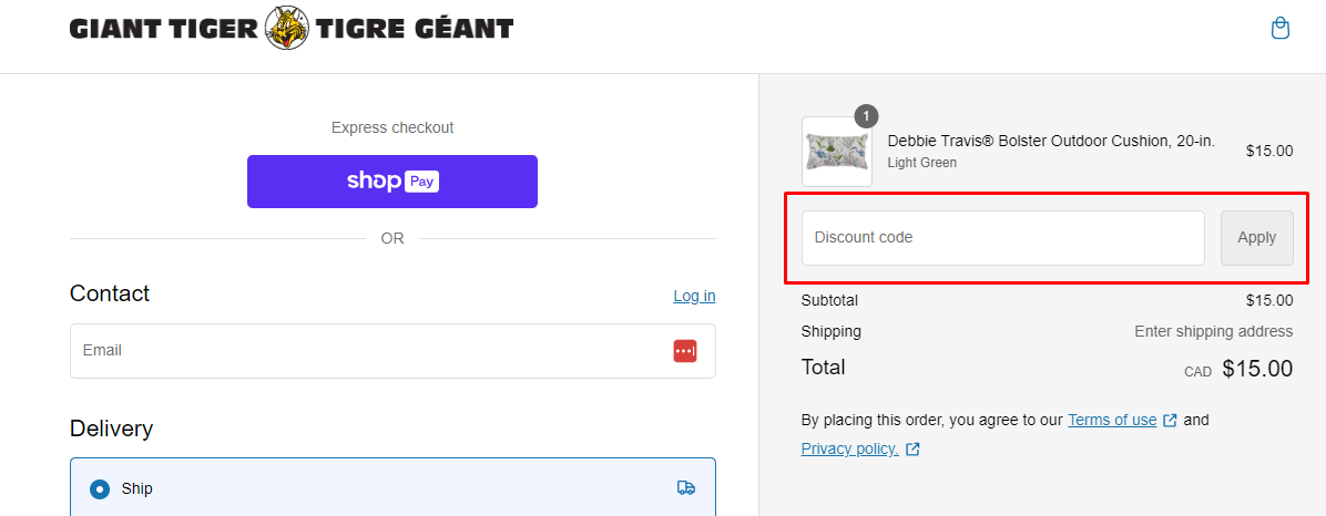 How do I use my Giant Tiger discount Code?
