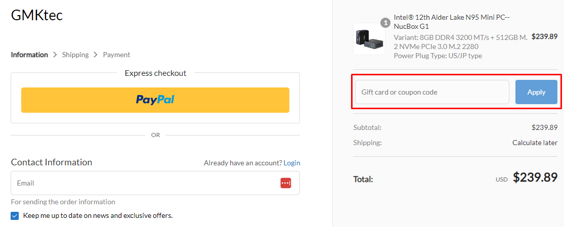 How do I use my GMKtec coupon code?