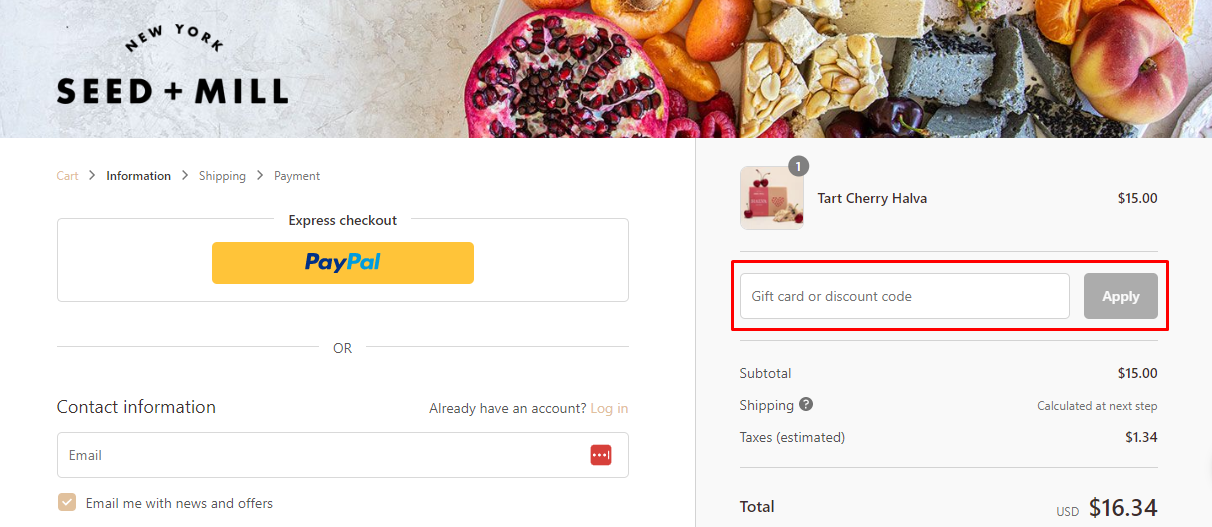 How do I use my Seed + Mill discount code?